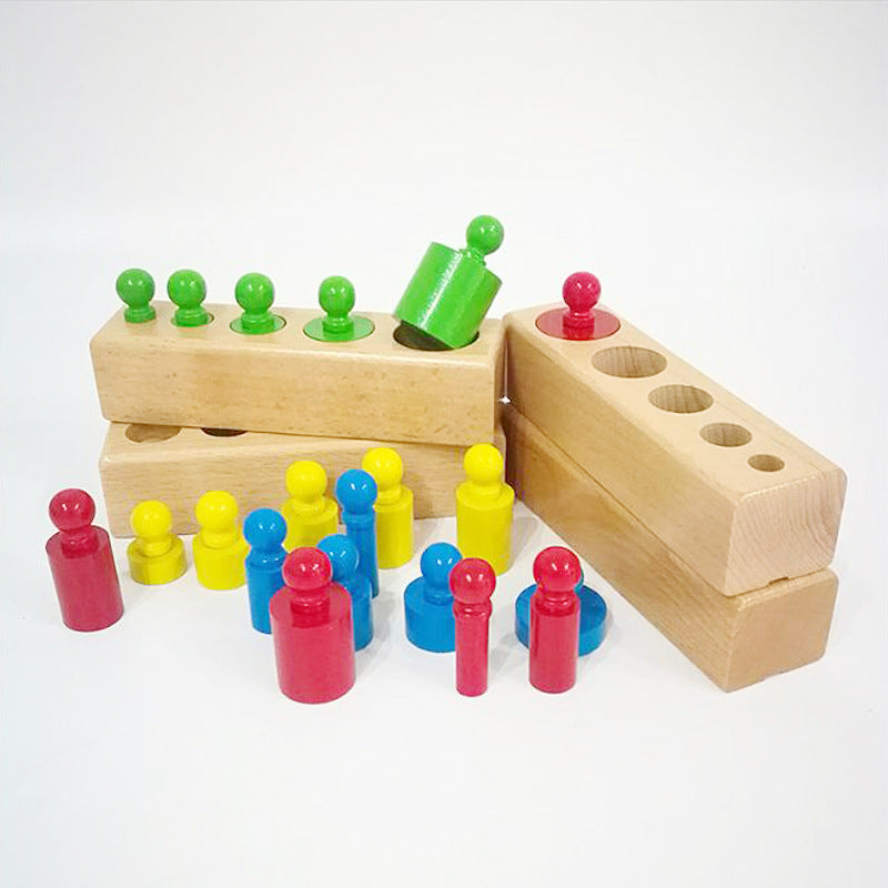 Montessori Zylinderblöcke Steckpuzzle aus Holz – Größen & Formen lernen ab 4 Jahren