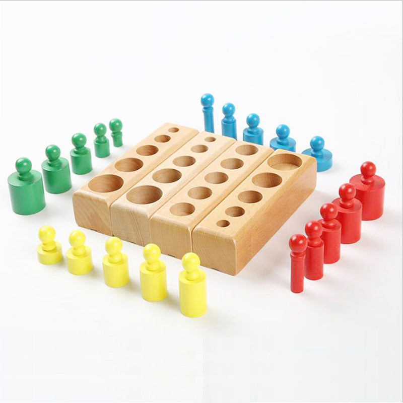 Montessori Zylinderblöcke Steckpuzzle aus Holz – Größen & Formen lernen ab 4 Jahren
