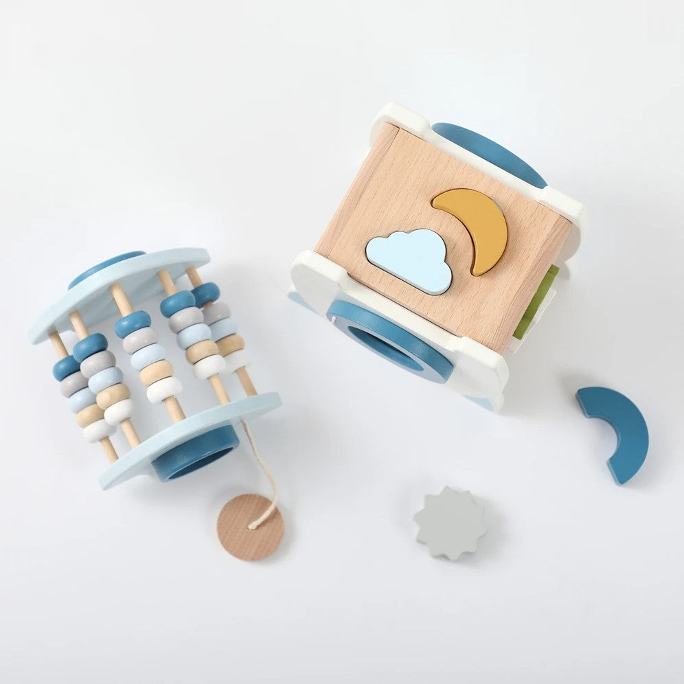 Montessori Holzrakete 5-in-1 – Lernspielzeug Formen, Farben & Zahlen ab 3 Jahren