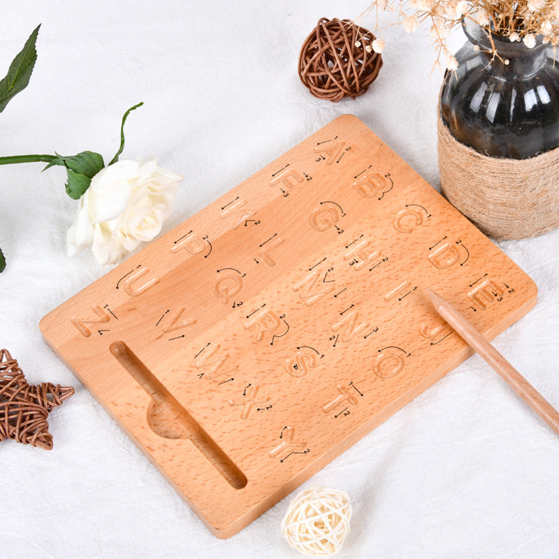 Montessori Alphabet Schreibtafel aus Holz – Buchstaben lernen ab 3 Jahren