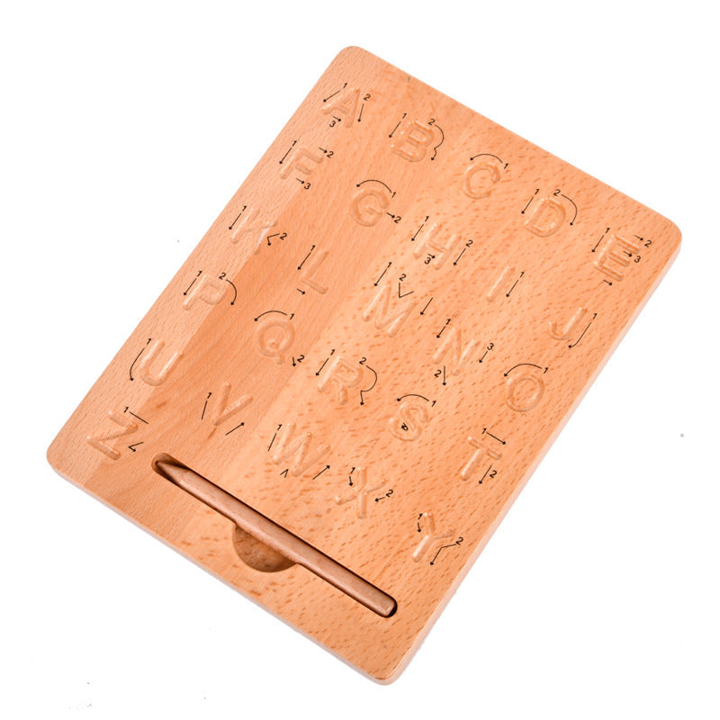 Montessori Alphabet Schreibtafel aus Holz – Buchstaben lernen ab 3 Jahren