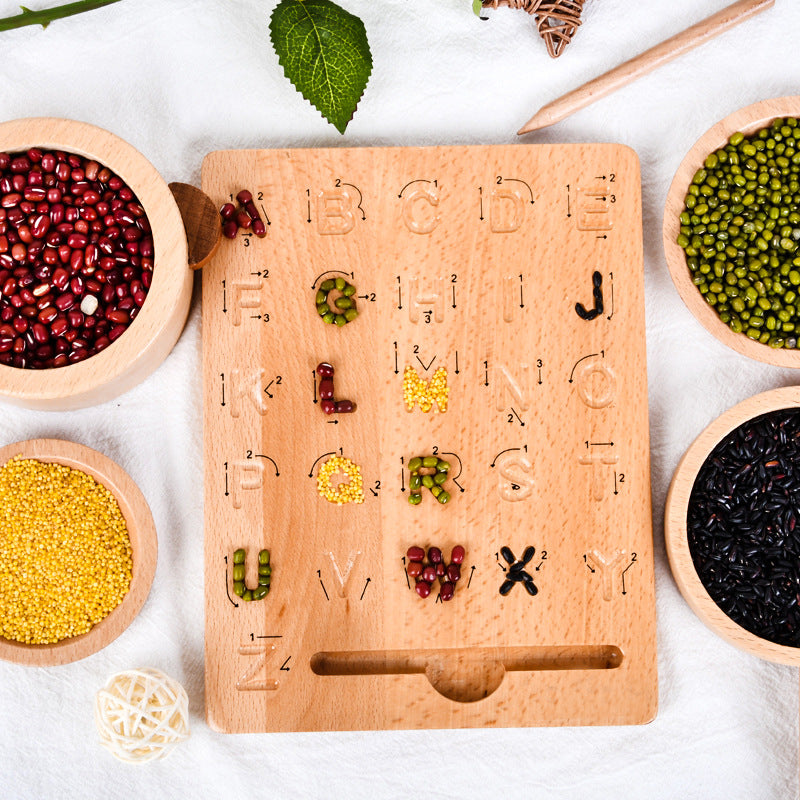 Montessori Alphabet Schreibtafel aus Holz – Buchstaben lernen ab 3 Jahren