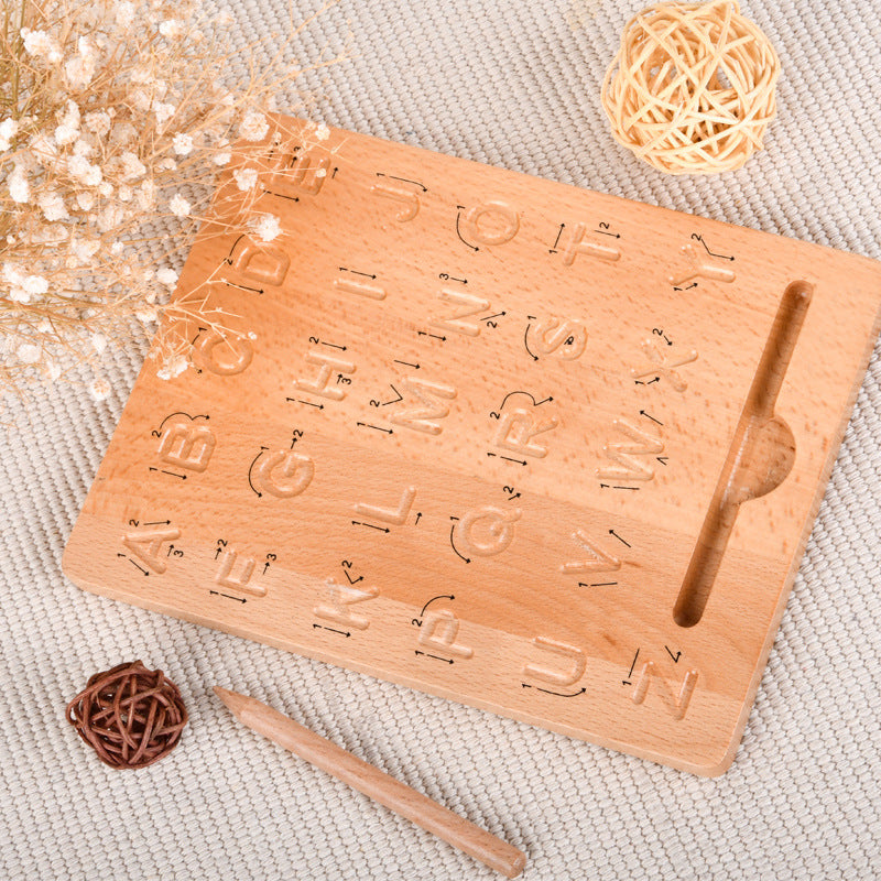 Montessori Alphabet Schreibtafel aus Holz – Buchstaben lernen ab 3 Jahren