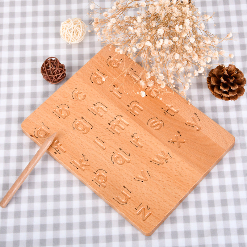 Montessori Alphabet Schreibtafel aus Holz – Buchstaben lernen ab 3 Jahren