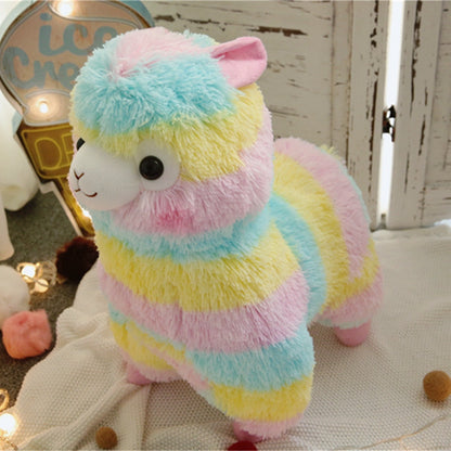 Buntes Plüsch-Lama | Kuscheltier in 3 Größen – Regenbogenfarben & weich