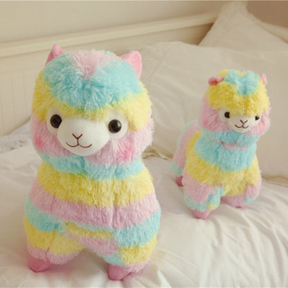 Buntes Plüsch-Lama | Kuscheltier in 3 Größen – Regenbogenfarben & weich