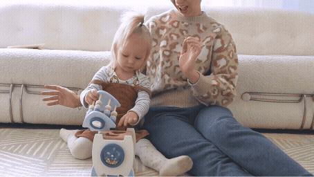 Montessori Holzrakete 5-in-1 – Lernspielzeug Formen, Farben & Zahlen ab 3 Jahren