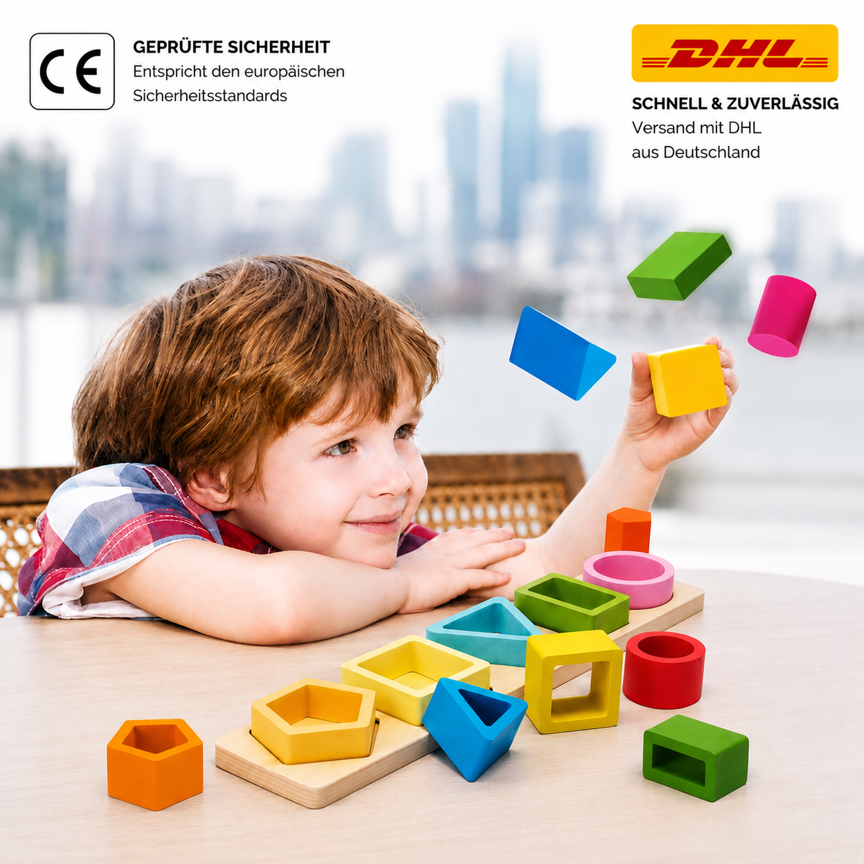 Montessori Holz Steckspiel – Formen Sortierer & Motorikspielzeug