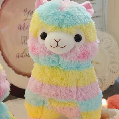 Buntes Plüsch-Lama | Kuscheltier in 3 Größen – Regenbogenfarben & weich