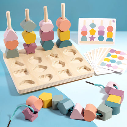Montessori Holzspielzeug – Formensteck- und Auffädelspiel