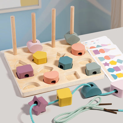 Montessori Holzspielzeug – Formensteck- und Auffädelspiel