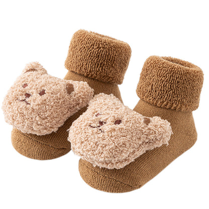 Winterbabysocken mit Plüschtier – Warm, Rutschfest und Bequem!