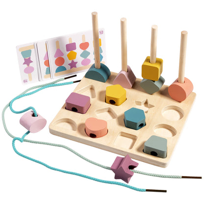 Montessori Holzspielzeug – Formensteck- und Auffädelspiel