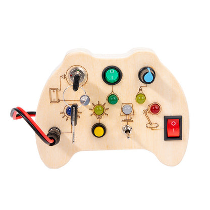 Montessori LED-Lichtschalterspielzeug aus Holz – Motorik & Sensorik ab 3 Jahren