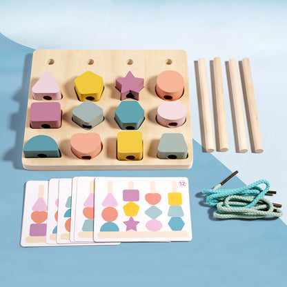 Montessori Holzspielzeug – Formensteck- und Auffädelspiel