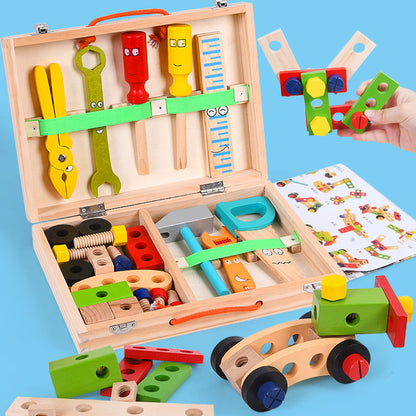 Montessori Spieltruhe – Holz Werkzeugkiste Lernspielzeug ab 3 Jahren