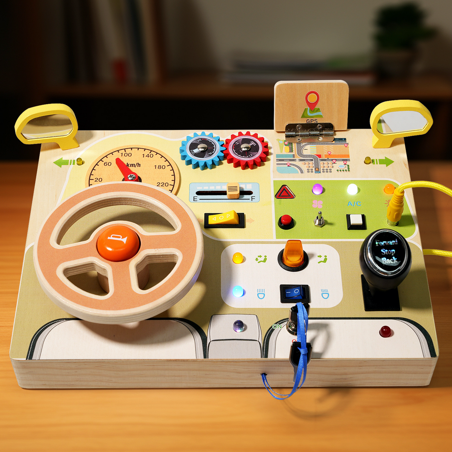 Montessori LED-Lichtschalterspielzeug aus Holz – Motorik & Sensorik ab 3 Jahren