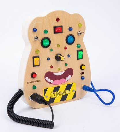 Montessori LED-Lichtschalterspielzeug aus Holz – Motorik & Sensorik ab 3 Jahren